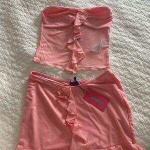 Edikted Pink Ruffle Two-Piece Set